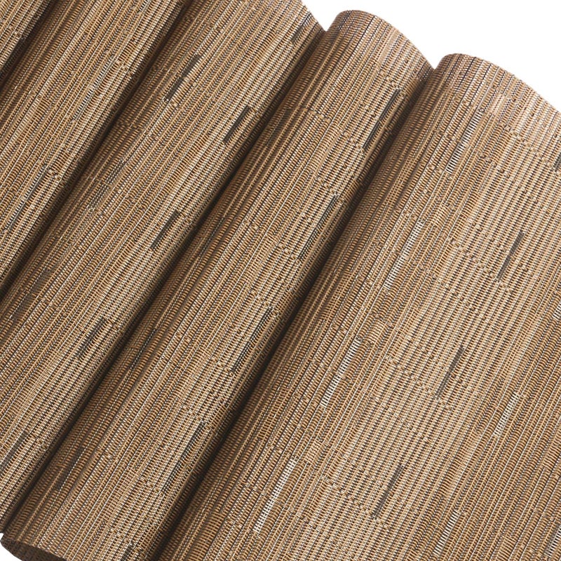 SHACOS Round Table Placemats Set of 7 Woven Vinyl Wedge Placemats with Centerpiece Round Table Mat Heat Resistant Wipe Clean (7, Tan) - Image 5